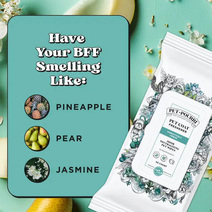Pet~Pourri - Pet Coat Wipes - 50ct - Pawsitively Fresh Scent
